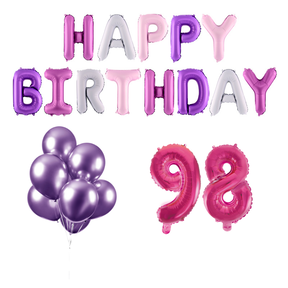 98 jaar Verjaardag Versiering Ballon Pakket Pastel & Roze