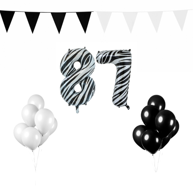 87 jaar Verjaardag Versiering Pakket Zebra