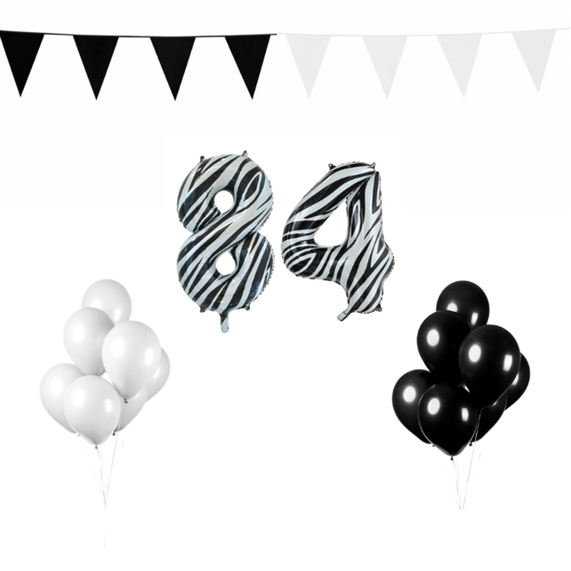 84 jaar Verjaardag Versiering Pakket Zebra