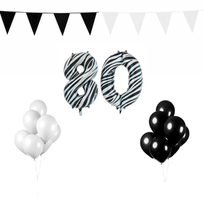 80 jaar Verjaardag Versiering Pakket Zebra