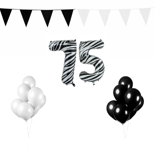75 jaar Verjaardag Versiering Pakket Zebra