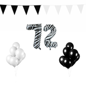 72 jaar Verjaardag Versiering Pakket Zebra