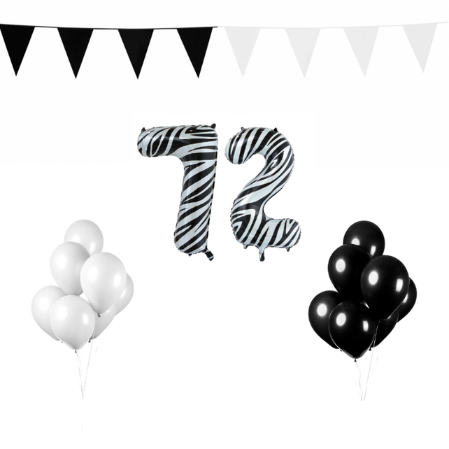 72 jaar Verjaardag Versiering Pakket Zebra