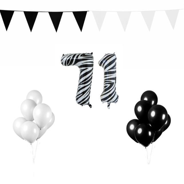 71 jaar Verjaardag Versiering Pakket Zebra