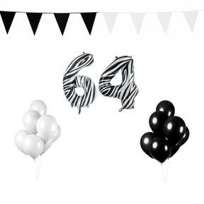 64 jaar Verjaardag Versiering Pakket Zebra