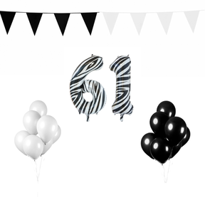 61 jaar Verjaardag Versiering Pakket Zebra