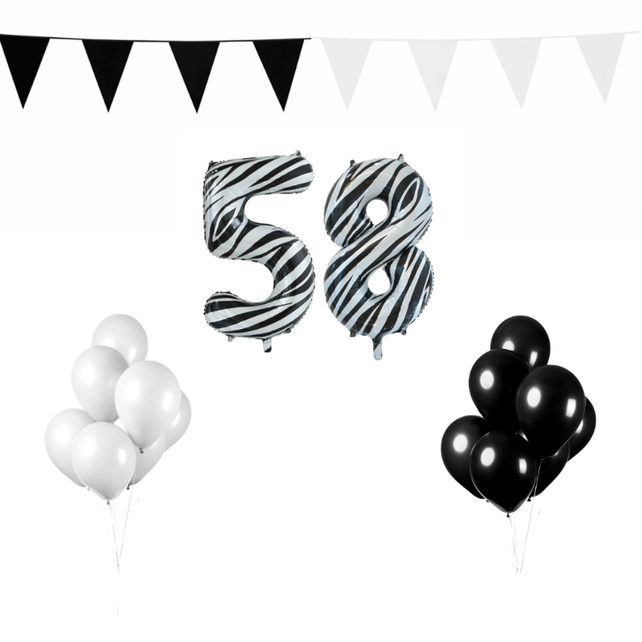 58 jaar Verjaardag Versiering Pakket Zebra 58 jaar Verjaardag Versiering Pakket Zebra