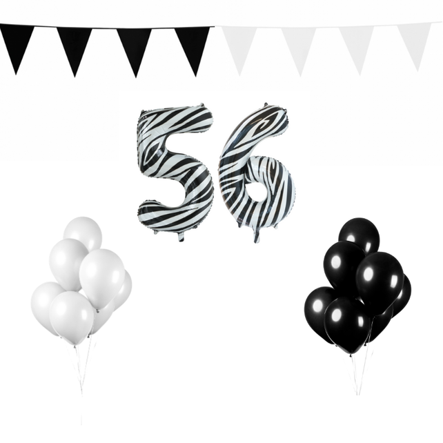56 jaar Verjaardag Versiering Pakket Zebra