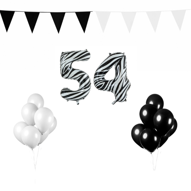 54 jaar Verjaardag Versiering Pakket Zebra