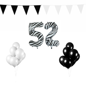 52 jaar Verjaardag Versiering Pakket Zebra