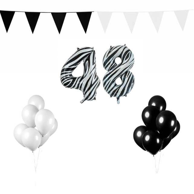 48 jaar Verjaardag Versiering Pakket Zebra