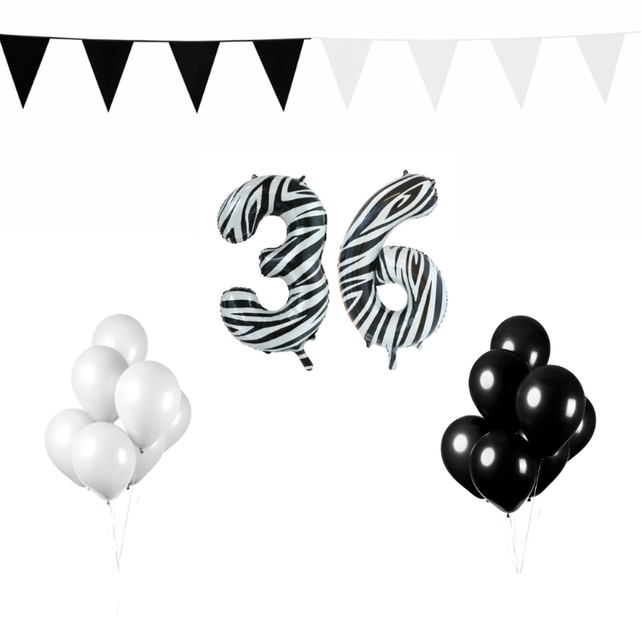 36 jaar Verjaardag Versiering Pakket Zebra