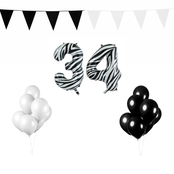 34 jaar Verjaardag Versiering Pakket Zebra