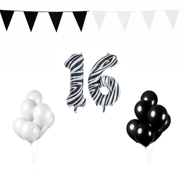 16 jaar Verjaardag Versiering Pakket Zebra