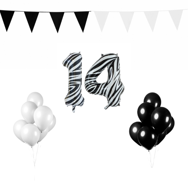 14 jaar Verjaardag Versiering Pakket Zebra 14 jaar Verjaardag Versiering Pakket Zebra