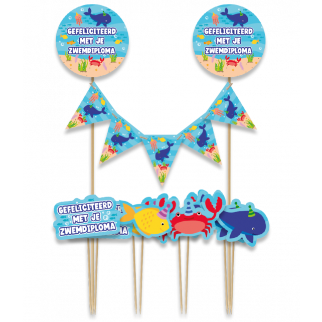 Taart decoratie Gefeliciteerd Zwemdiploma