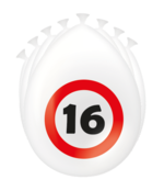 16 Jaar Verkeersbord Ballonnen - 8 stuks 16 Jaar Verkeersbord Ballonnen - 8 stuks