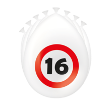 16 Jaar Verkeersbord Ballonnen - 8 stuks
