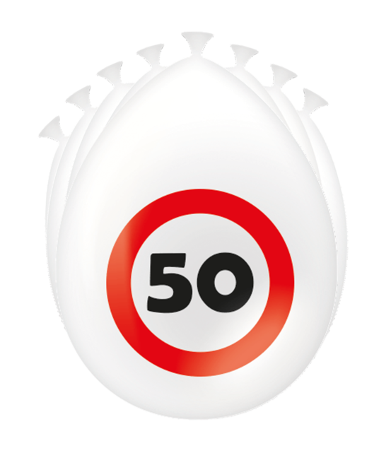 50 Jaar Verkeersbord Ballonnen - 8 stuks