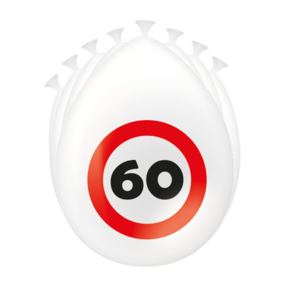 60 Jaar Verkeersbord Ballonnen - 8 stuks