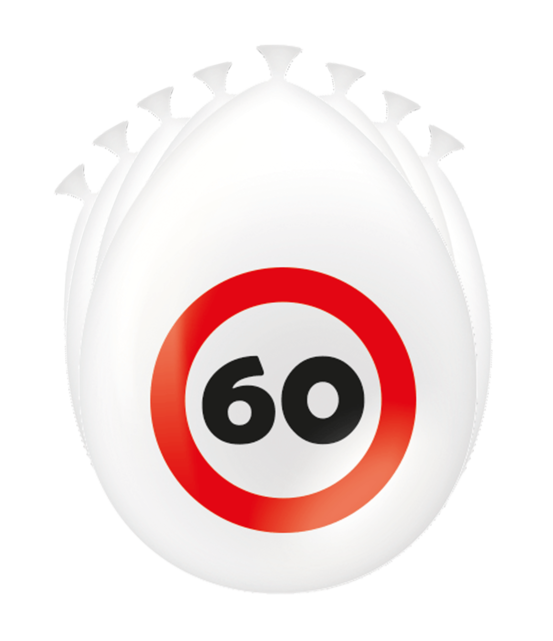 60 Jaar Verkeersbord Ballonnen - 8 stuks