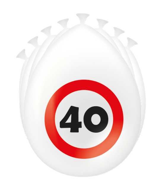 40 Jaar Verkeersbord Ballonnen - 8 stuks