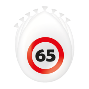 65 Jaar Verkeersbord Ballonnen - 8 stuks