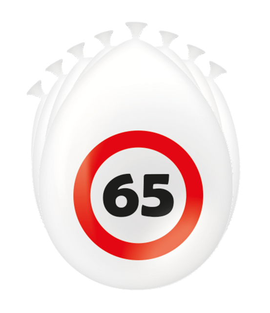 65 Jaar Verkeersbord Ballonnen - 8 stuks