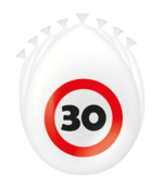 30 Jaar Verkeersbord Ballonnen - 8 stuks