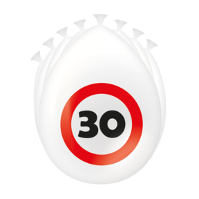 30 Jaar Verkeersbord Ballonnen - 8 stuks