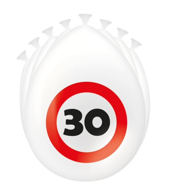 30 Jaar Verkeersbord Ballonnen - 8 stuks