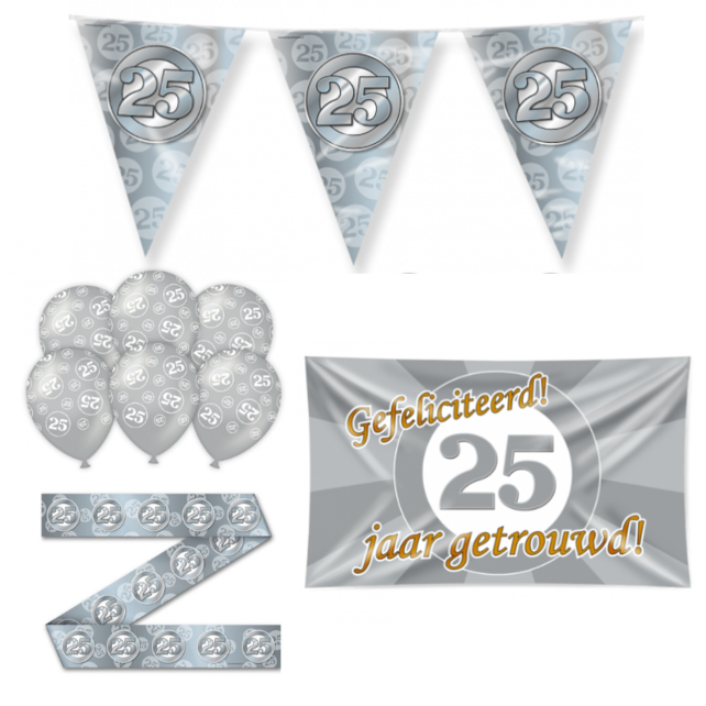 25 jaar Getrouwd Versiering pakket - M