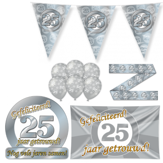 25 jaar Getrouwd Versiering pakket - L