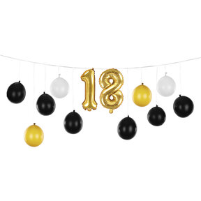 Ballonslinger 18 jaar zwart en goud