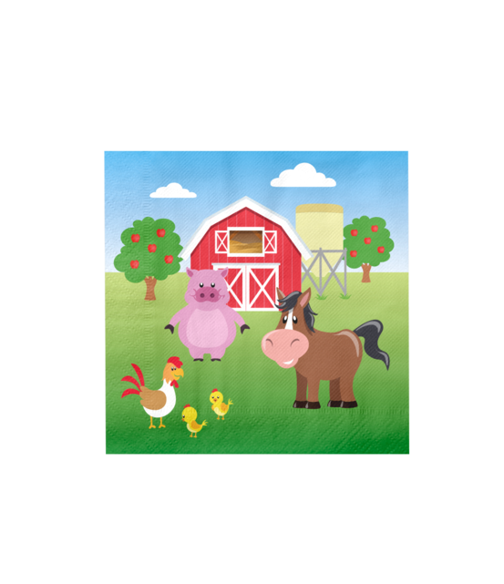 Boerderij - Servetten - 16 stuks - 33x33cm