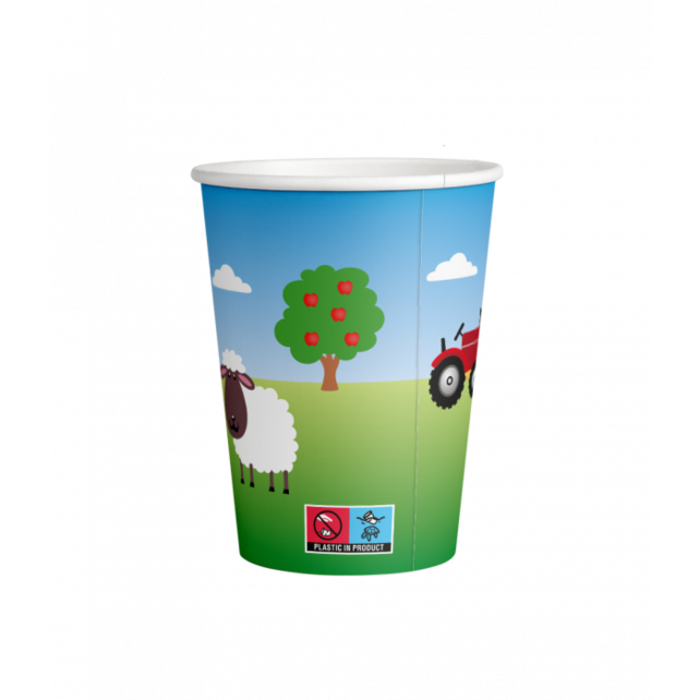 Boerderij papieren bekers 250ml 8 stuks