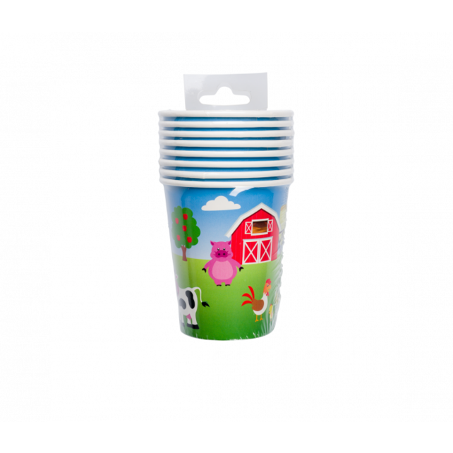 Boerderij papieren bekers 250ml 8 stuks