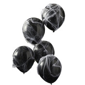 Halloween ballonnen met web en spinnen 30cm 5 stuks