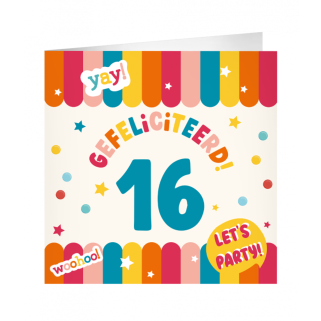 XL Wenskaart Gefeliciteerd 16 jaar