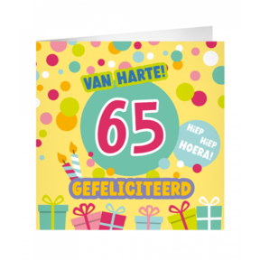 XL Wenskaart van harte 65 jaar