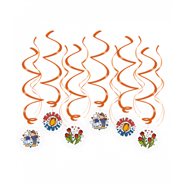 Swirl decoraties Welkom Thuis Holland 70cm 12 stuks