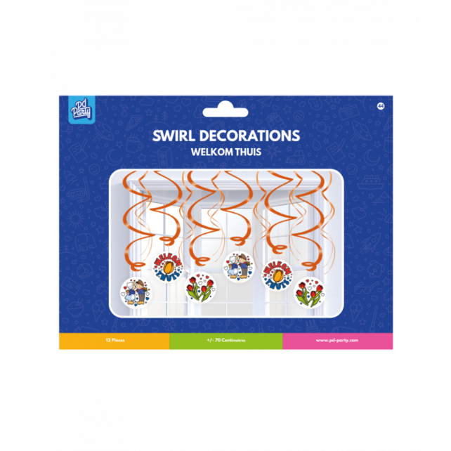 Swirl decoraties Welkom Thuis Holland 70cm 12 stuks