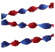 Rood, wit, blauwe Crêpe papier Slinger 6 meter