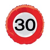 30 jaar verkeersbord folieballon 45cm