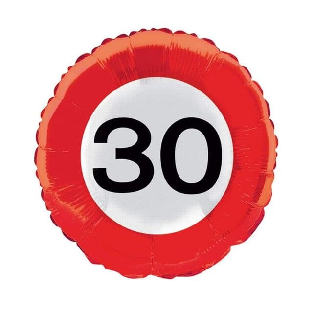 30 jaar verkeersbord folieballon 45cm