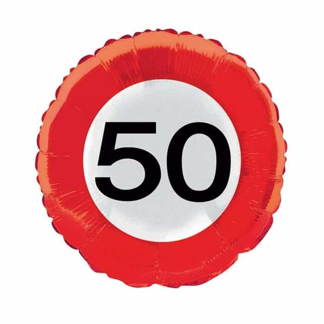 50 jaar verkeersbord ballon 45cm