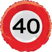 40 jaar verkeersbord folieballon 45cm