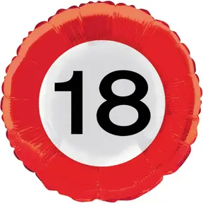 18 jaar verkeersbord folieballon 45cm