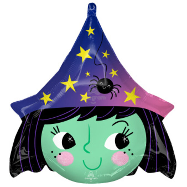 Halloween heks helium folieballon 48cm