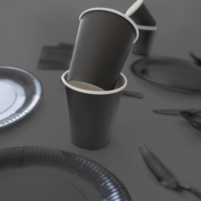 Papieren bekers zwart 8 stuks